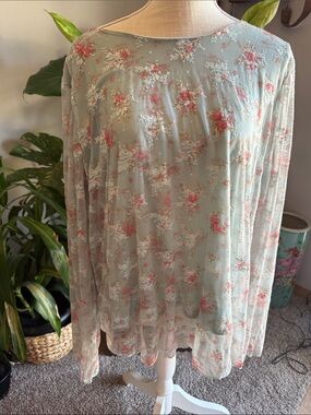 Cato Mint Green Sheer Floral Kimono